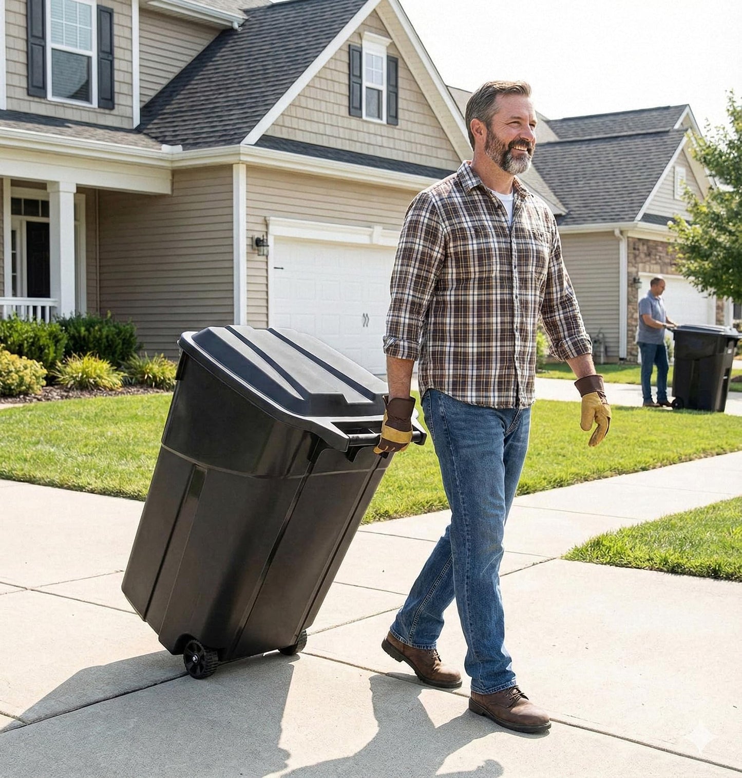 45 Gallon Large Trash Can with Attached Lid & Wheels Heavy Duty Wheeled Garbage Trash Can with Handle Heavy Duty Plastic Garbage Cans Click Lock Lid Design Perfect for Both Indoor Or Outdoor Use