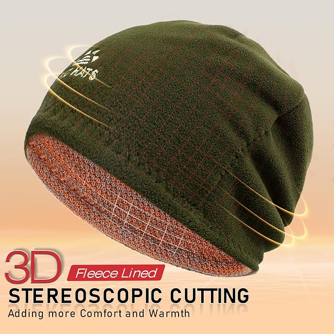 Lvaiz Mens Winter Beanie Hat Warm Fleece Lined Skull Cap for Men Reversible Women Windproof Watch Hat Knit Warm Unisex Beanie