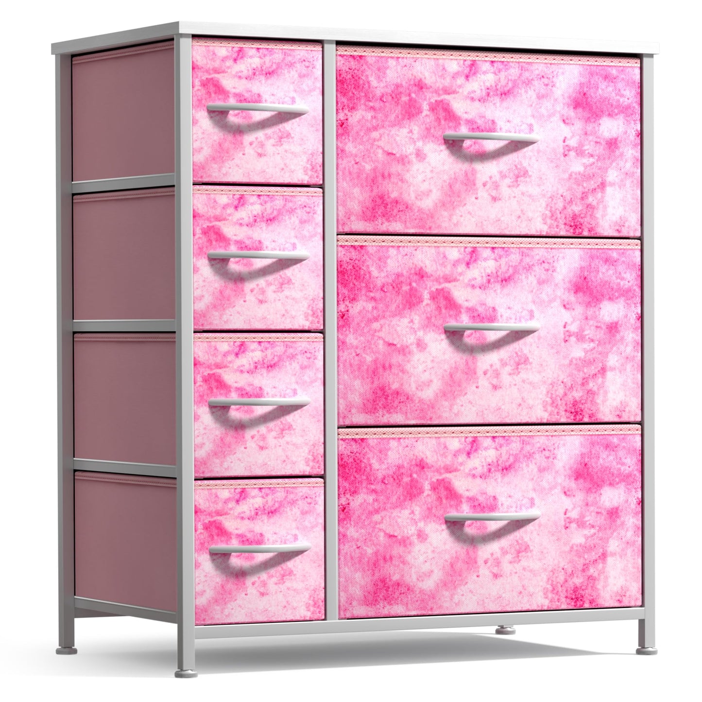 Sorbus Kids Dresser with 7 Drawers - Storage Chest Organizer Unit with Steel Frame, Wood Top & Handles, Tie-dye Fabric Bins for Clothes - Wide Furniture for Bedroom Hallway Kids Room Nursery & Closet