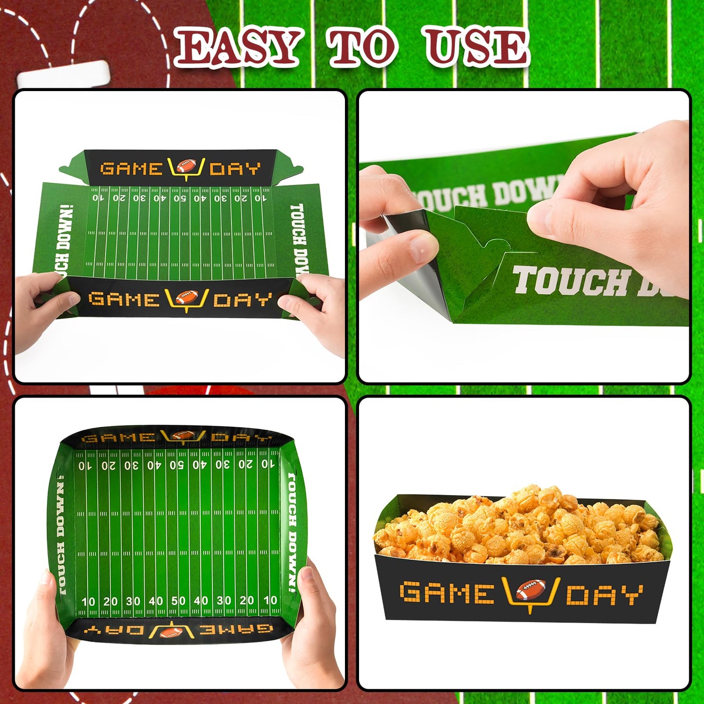 36Pack Football Party Decorations Large Football Food Plates Football Paper Snack Tray Disposable Bowls Football Theme Party Favors for Gameday Carnivals Sport Game Events Birthday Party Supplies