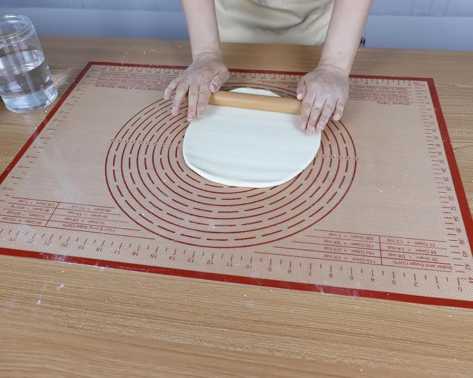 Silicone Baking Mat 36x24 Inch Nonstick Pastry Mat Perfect for Dough Mat, Pastry Board, Kitchen Counter Mat - For Dough, Pastry, Pie Crust, Fondant, Cookies, Bread, Pasta/Pizza, Red