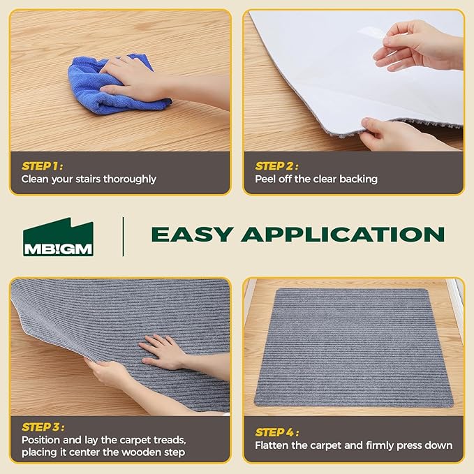 MBIGM Non-Slip Carpet Stair Tread Mat 30" x 30" Landing Rug-Matching Mat Non-Skid Safety Rug Slip Resistant - Light Gray