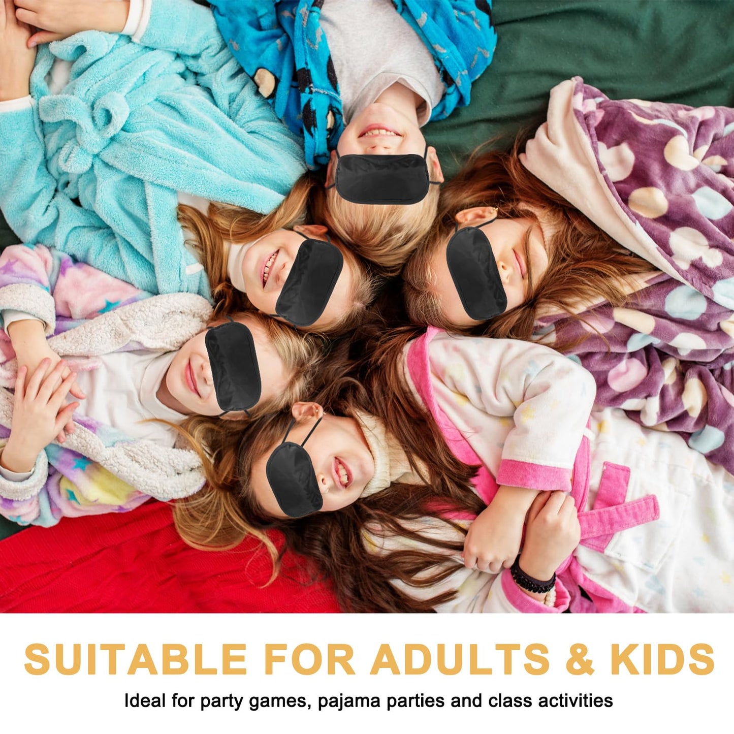 NICEMOVIC 10 Pcs Blindfold Sleep Eye Masks for Party Games Adults Couples Travel, Individually Wrapped Eye Covers with Nose Pad and Elastic Strap, Sleeping Mask for Kids Men Women (Black)