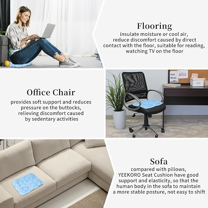 YEEKORO Inflatable Seat Cushion, Lightweight Camping Air Sitting Pad with Repair Cloths, Waterproof Air Seat Cushion, Portable Push-Press Seat Cushion for Airplane Travel Hiking Office Stadium Seat