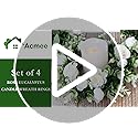 Acmee 4 Pcs White Rose Candle Rings - Artificial Floral Wreaths with Eucalyptus Leaves Greenery Garland for Pillar Candleh...