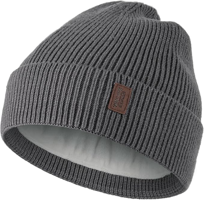 Wmcaps Winter Beanie for Men Women, Fleece Lined Beanie Soft Warm Knit Hat Ski Stocking Cuffed Cap