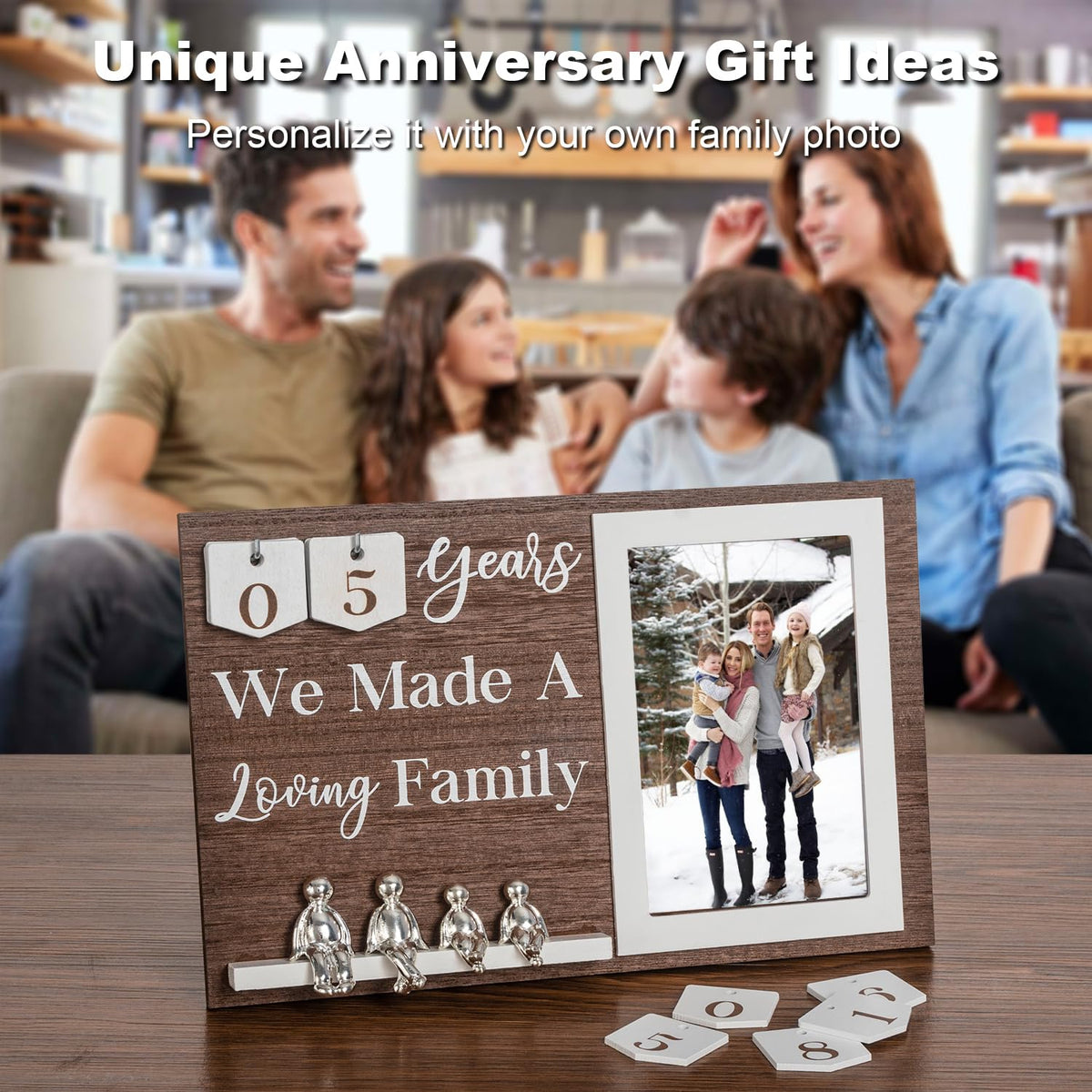 Wedding Anniversary Idea for Wife Gifts for All Anniversaries, 10 Year Tin Gift for Couples Him Her Husband, Aluminum Sculptures Family Tree Picture Frame Keepsake Decor Sculptures DIY Personalized