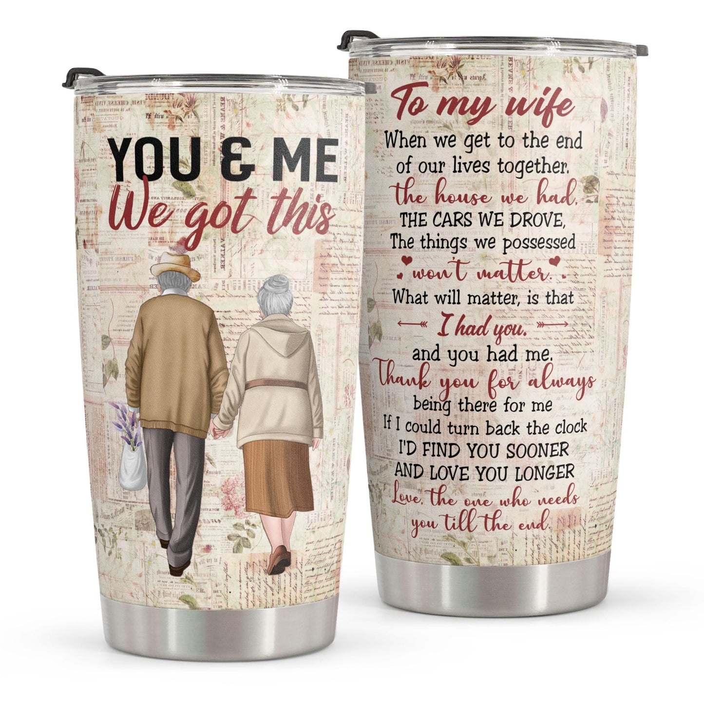 Macorner Gifts for Wife, Wife Gifts, Romatic Valentines day gifts for Her, Christmas gift for Old Couple, You & Me We Got This, Stainless Steel Tumbler 20oz I Love You Her, Anniversary Presents