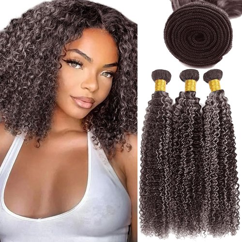 Fabimiya P4/GREY Human Hair Bundles 20 22 24 inch Jerry Curly Wave Human Hair Bundles Highlight Chocolate Grey Unprocessed Soft Sewn In Hair with Double Weft for Black Women