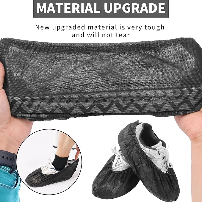 Frontline Shoe Covers Disposable Non-Slip 100 Pack, Premium Non-Woven Durable Booties Shoes Covers – Water Resistant Thick Anti-Slip - One Size Fits Most by Frontline (Black 50 Pack)