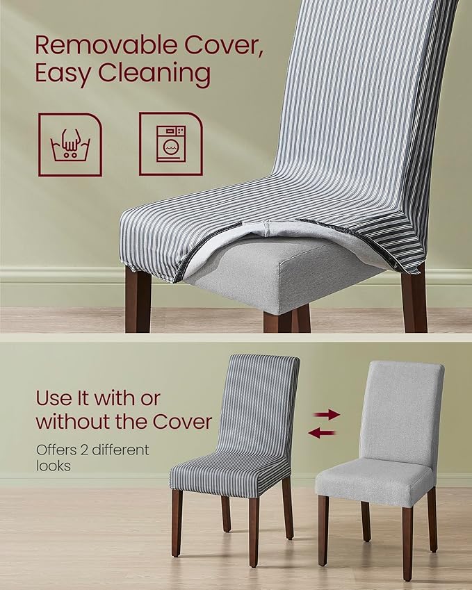 VASAGLE Dining Chairs, Parsons Chairs with Removable Fabric Cover, High Back, for Dining Room Kitchen, Set of 4, Thick Seat, 22.8 x 18.9 x 39.4 Inches, Dove Gray UKDC152G14