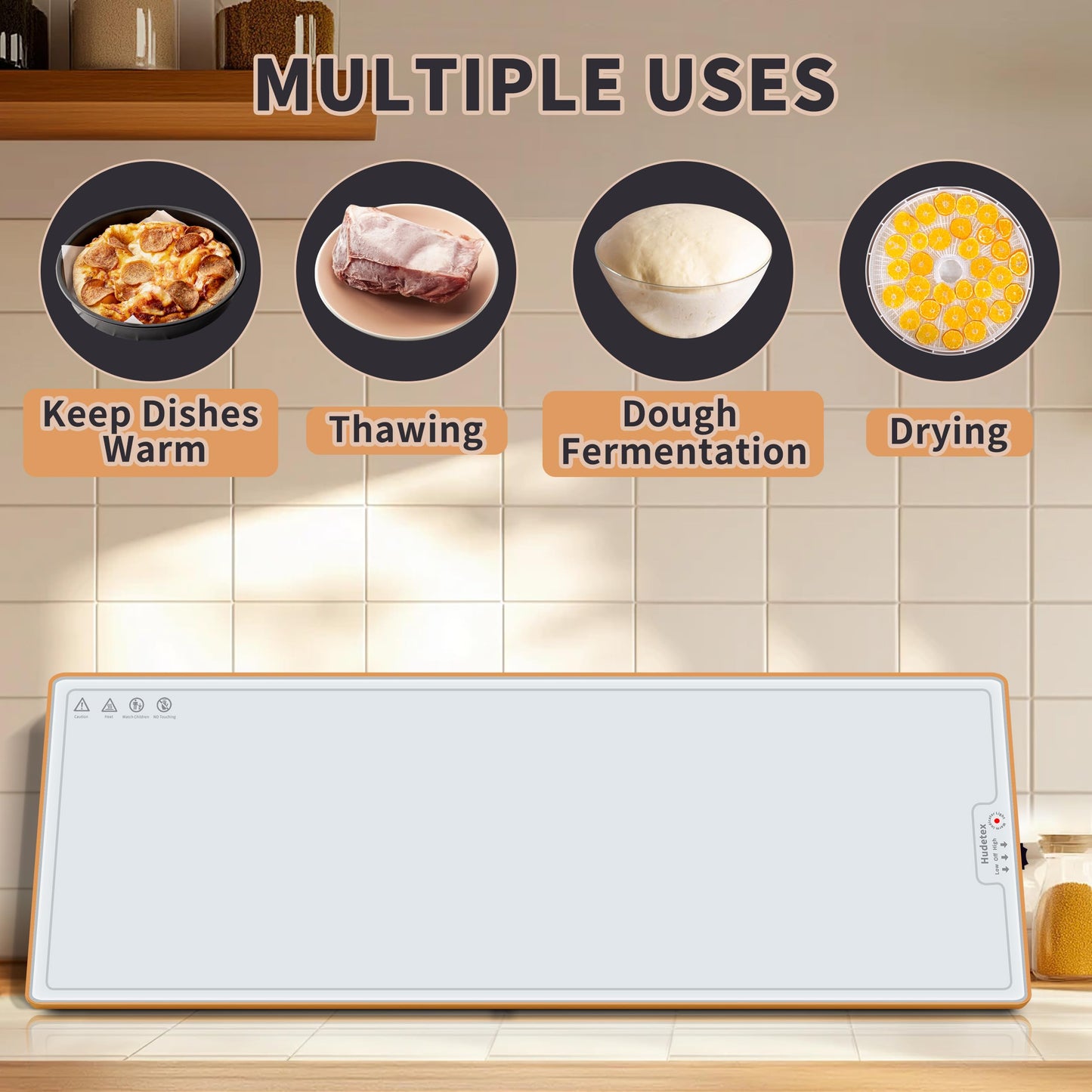 Warming Mat for Food (Extra Long 40"x12"), Warming Trays for Buffets Party & Daily Use, Temperature Control Food Warmer, Full Surface Warm Tempered Glass Food Warming Mat, White Electric Warming Tray