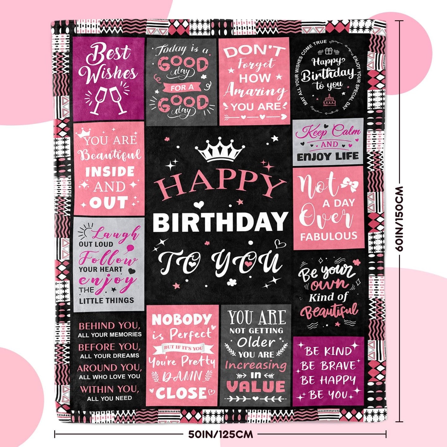 Birthday Gifts for Women - Happy Birthday Decorations Blanket - Gifts for Women Birthday Unique - Womens Birthday Gift Ideas for Her Wife Daughter Mom Sister Friendship - Soft Throw Blanket 50"x60"