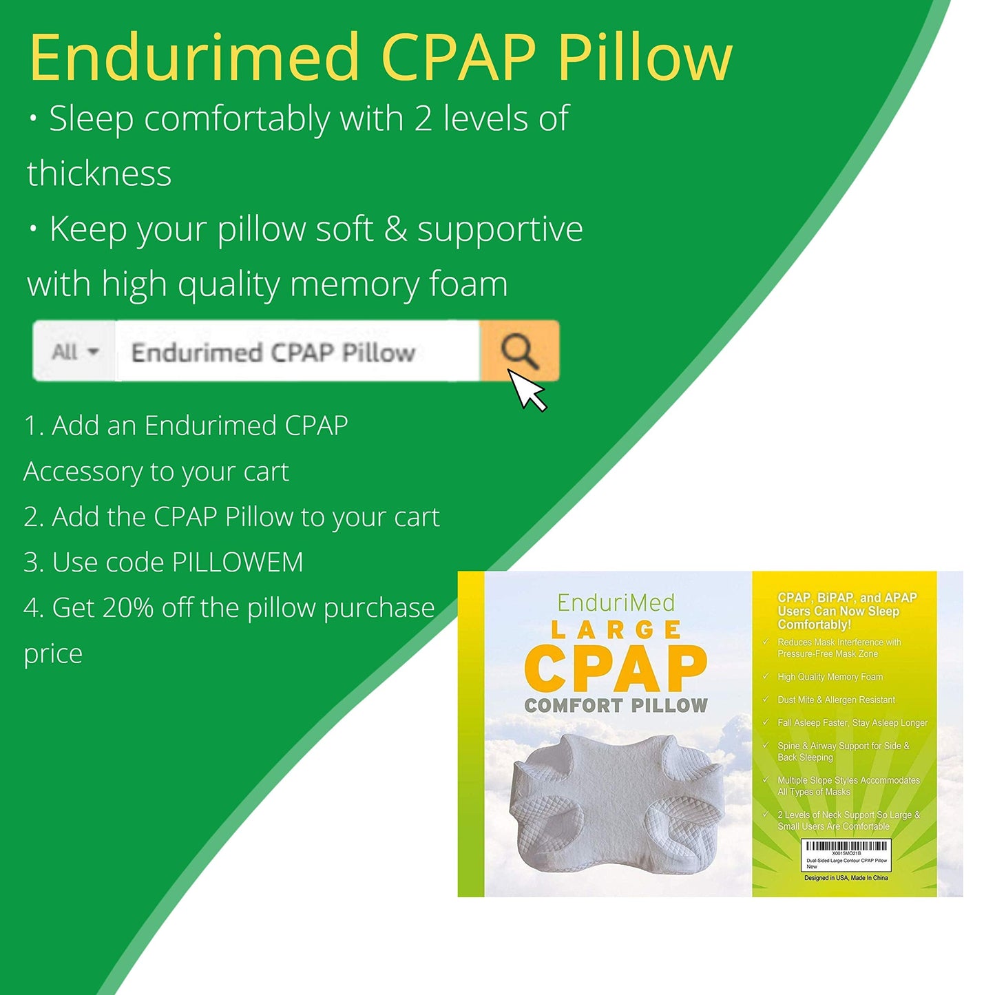 EnduriMed Pillow Case for Use CPAP Comfort Pillow - Standard White