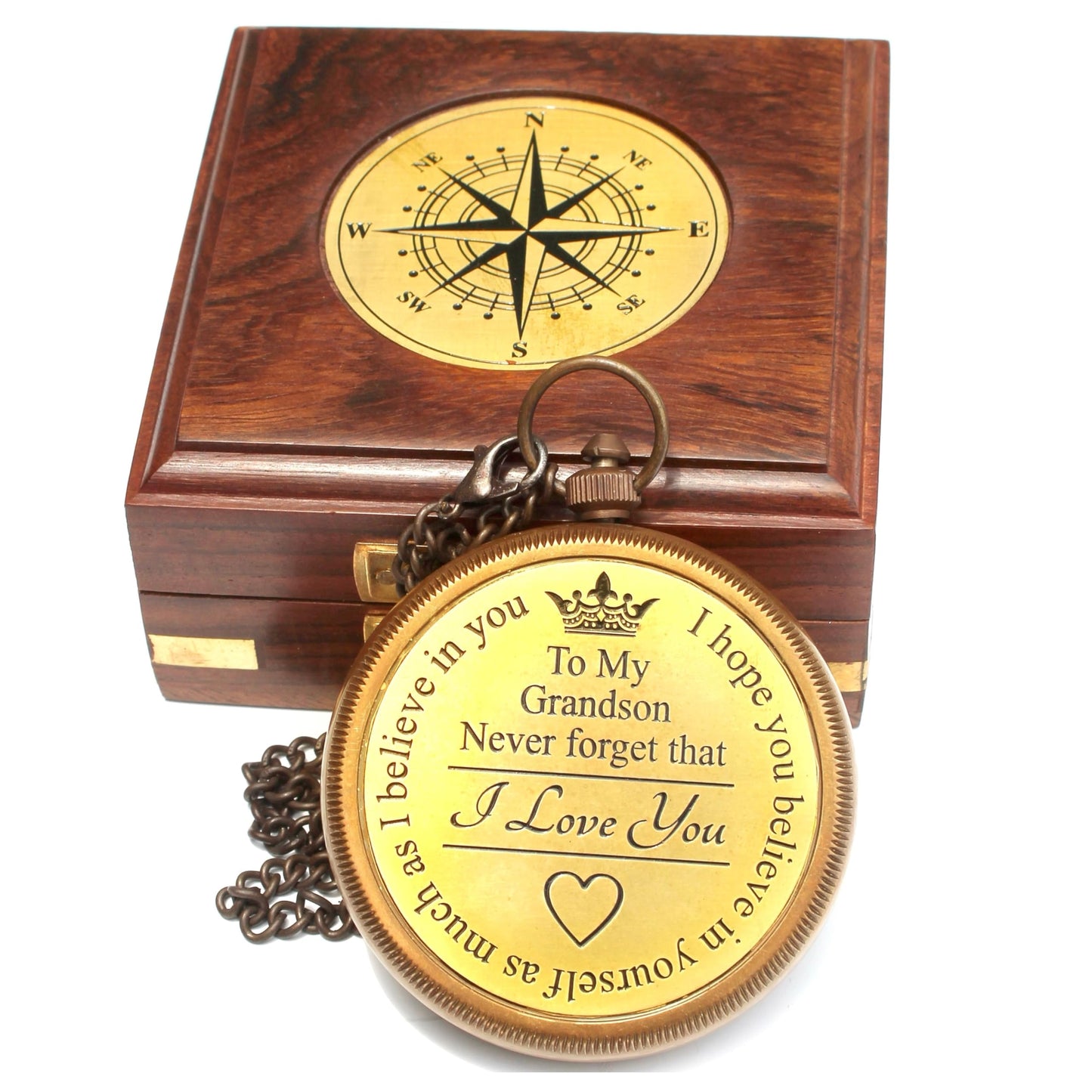 Gift for Grandson Engraved Compass Memory Present to My Grandson Gift idea by Grandpa Grandma for Teen Boys