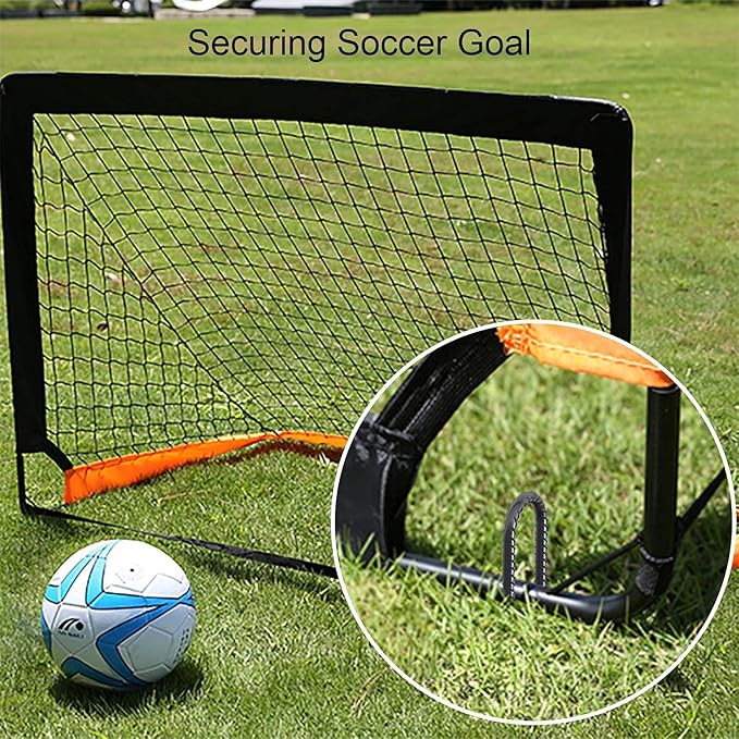 AAGUT Trampoline Stakes 16 Inch 8 Pack, 3/8 Inch Trampoline Tie Down Anchor Kit High Wind Heavy Duty, Black Coated Trampolines Accessories U Shaped Ground Rebar Stakes for Soccer Goal, Swing Set