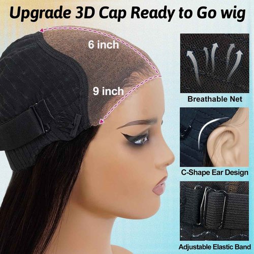 XNJ 30 Inch Glueless Wigs Human Hair Pre Plucked Pre Cut 200% Density Lace Front Wigs Human Hair Body Wave 9x6 Wear And Go Wig Human Hair Black Wig For Women