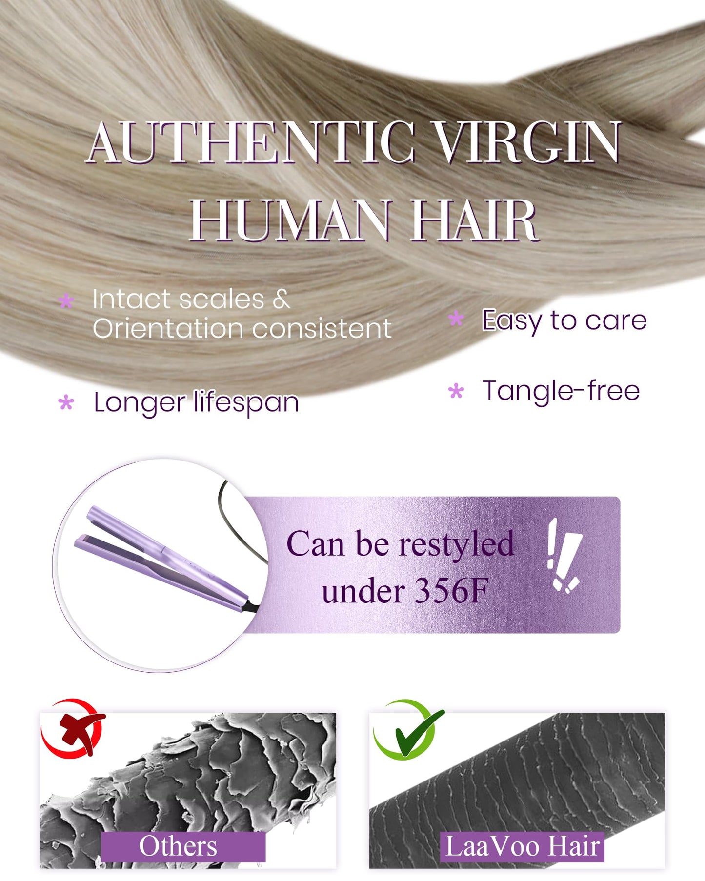LaaVoo I Tip Hair Extensions Human Hair I Tips Hair Extensions Real Human Hair Ash Blonde Highlighted Bleach Blonde 50g 50s 18 i