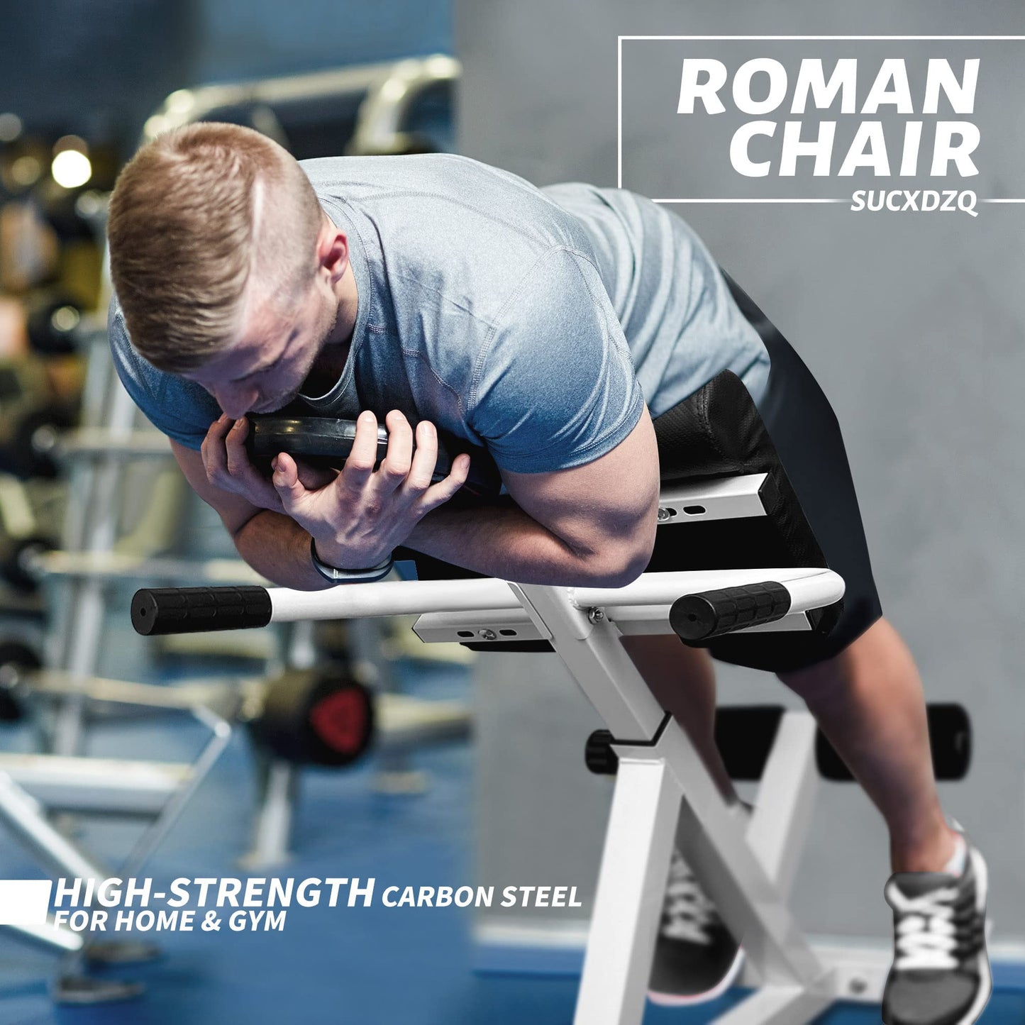 SUCXDZQ Roman Chair Back Extender - Angle & Height Dual Adjustable Hyperextension Bench for Home Gym - Adjustable Back Exercise Machine Fitness Equipment (White)