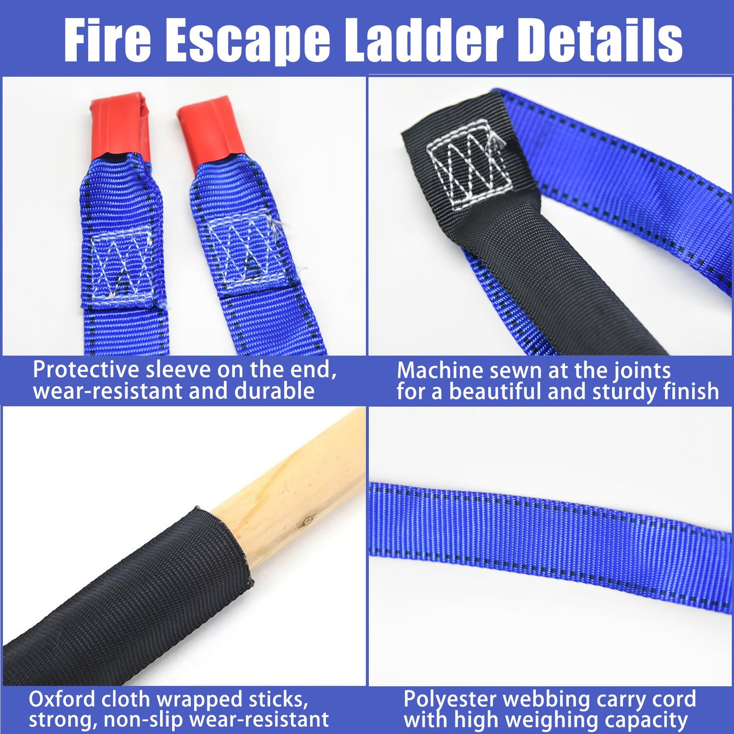 Emergency Fire Escape Ladder 32.8 Feet Portable Safety Rope Ladder Emergency Escape Ladders for 2-3 Story Homes for Windows, Balconies, and Sailboats, Kayaks, Etc