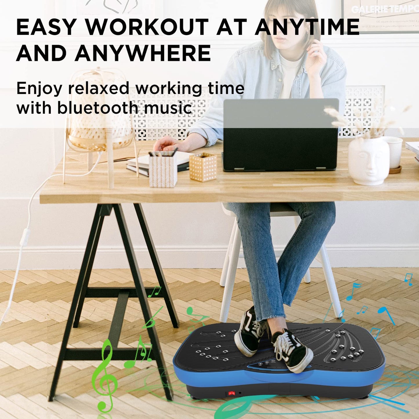 JUFIT Vibration Plate Exercise Machine Fitness Equipment with Anti-Slip Mat Whole Body Fitness Vibration Platform for Toning and Weight Loss, Max User Weight 330lbs Home Gym Weight Loss
