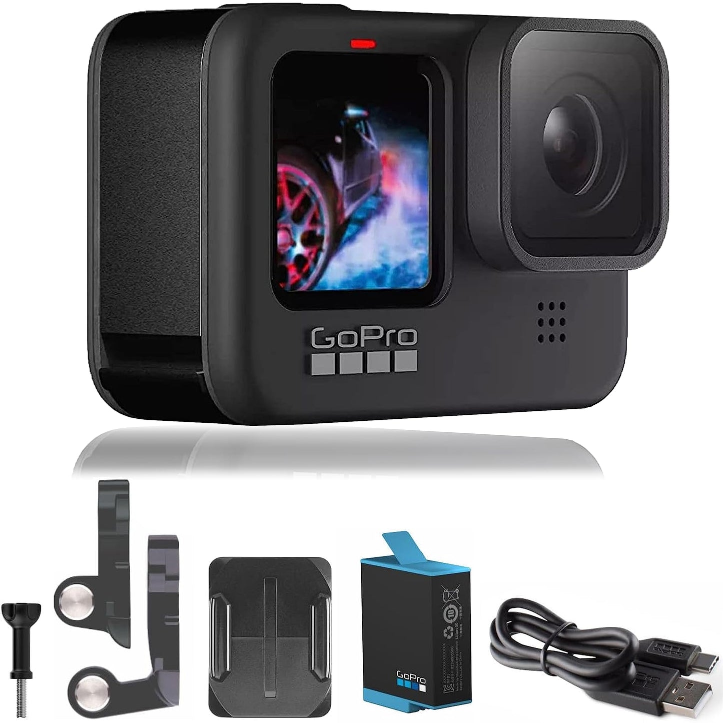 GoPro HERO9 Black Action Camera - 5K Ultra HD, 20MP, Waterproof, Front LCD, Touch Screen, Model CHDNH-B32