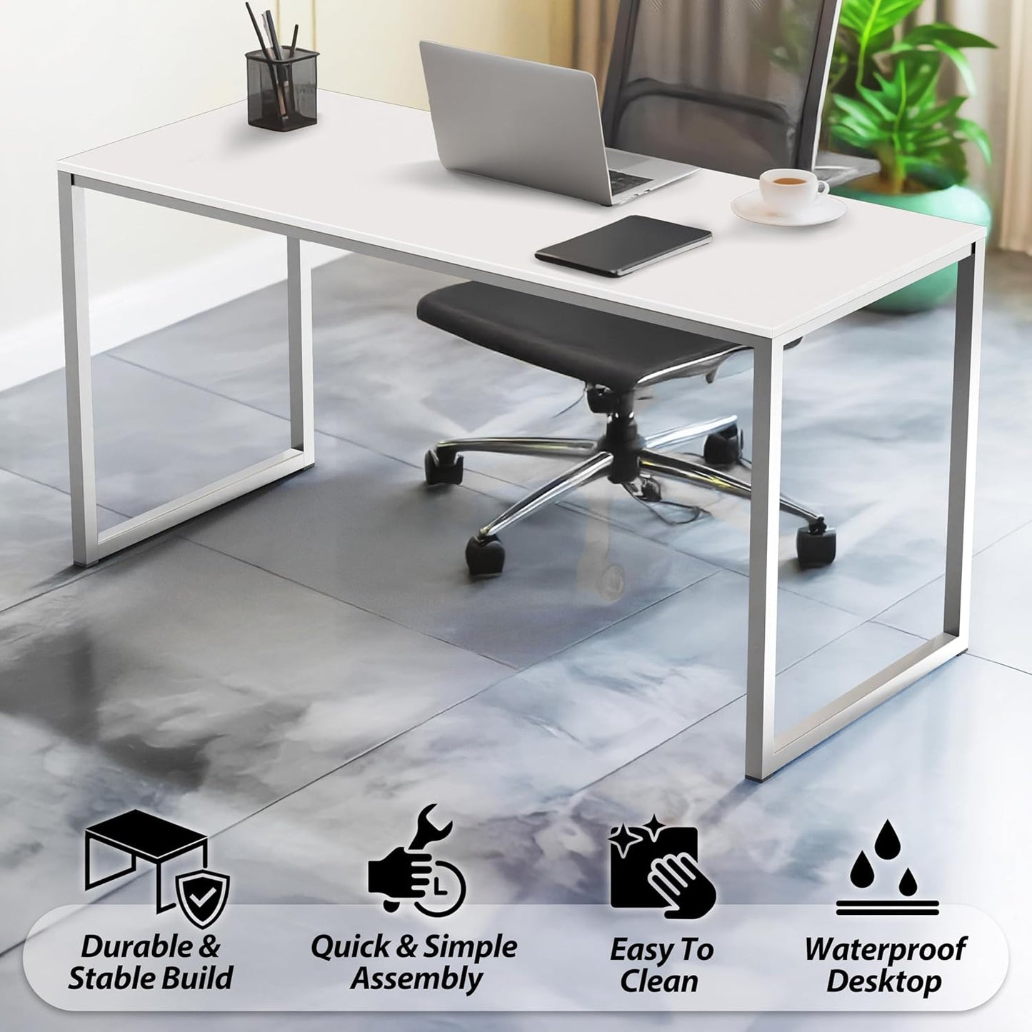 SHW Mission 40-Inch Home Office Computer Desk, White