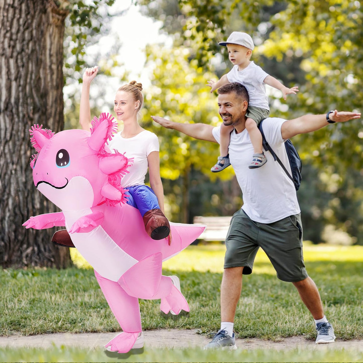 Stegosaurus Axolotl Costume Inflatable Costume for Adult Halloween Costumes Air Blow up Costumes Funny Ride on Axolotl Costume for Cosplay Party