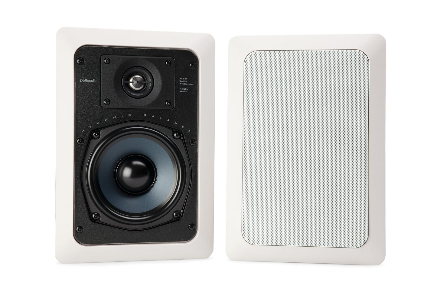 Polk Audio RC55i 2-Way Premium in-Wall 5.25" Home Stereo Speakers | Perfect for Damp and Humid Indoor/Outdoor Placement - Bath, Kitchen, Covered Porches (White, Paintable Grille), 1 Pair