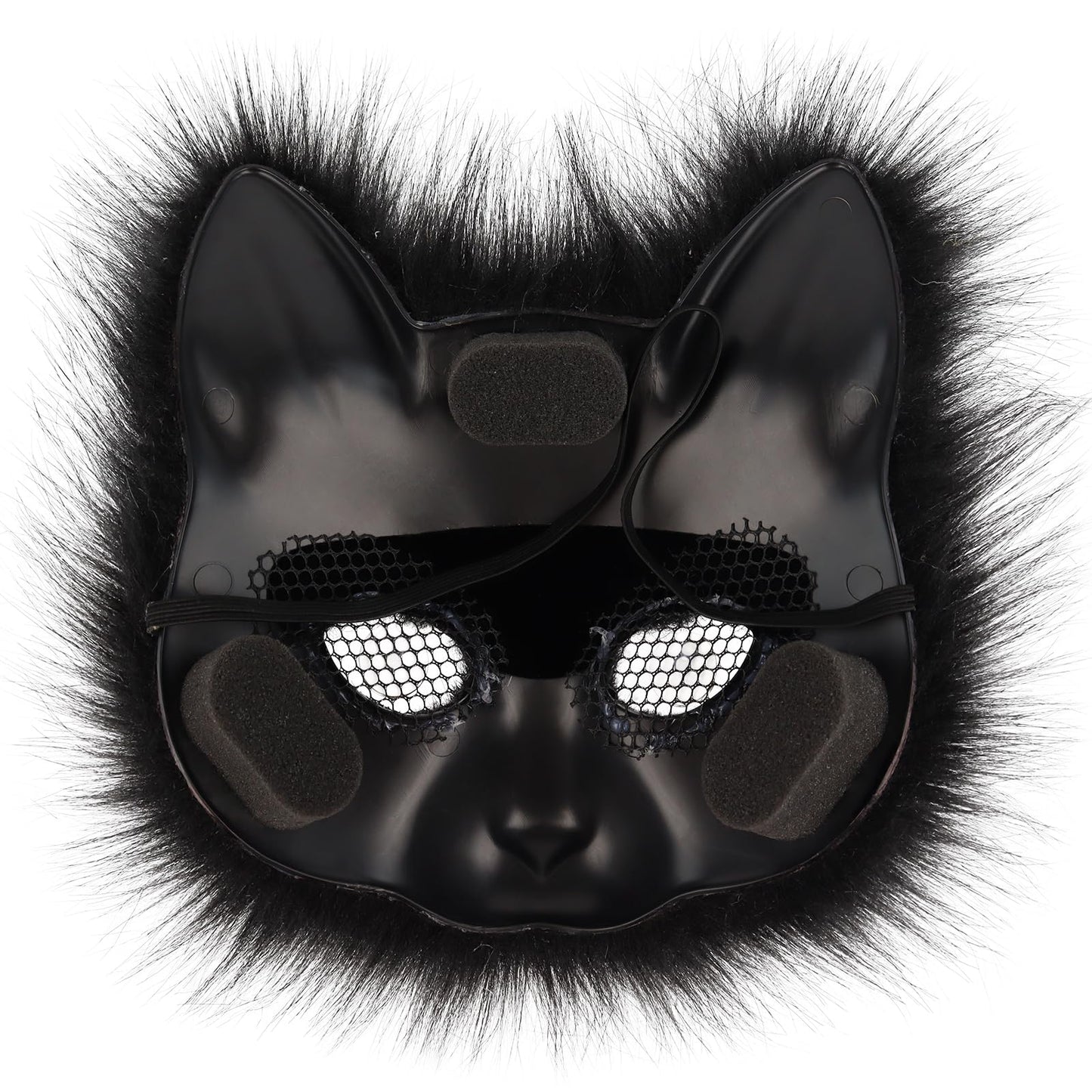 COSYEARS Faux Fur Fox Tail Cat Mask Paw Gloves and Leather Choker Costume Accessories Set for Halloween Cosplay Parties