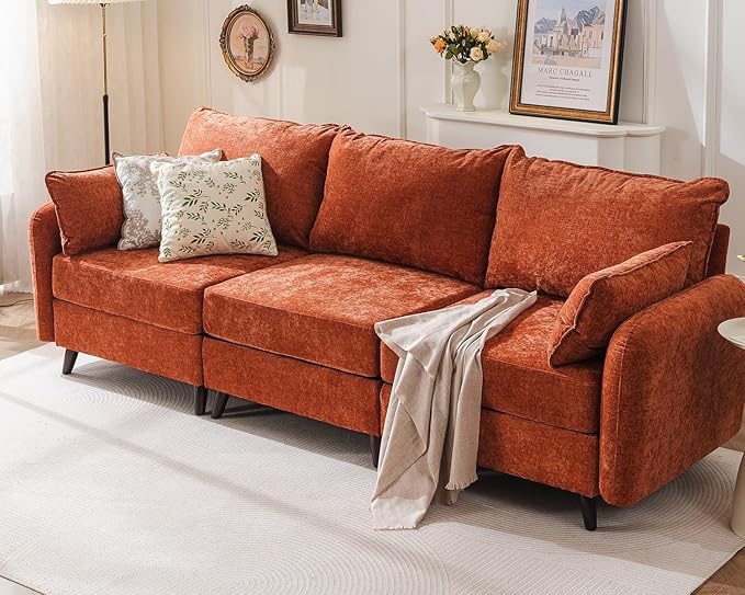 Rexulqo 104'' Modular Sectional Sofa with All Seats Storage,Oversized 3-Seater Comfy Cloud Couches with Deep Seat,Big Couch for Living Room,Bedroom,Velet,Orange