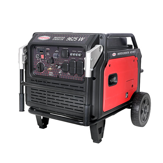 Simpson 9625 Watt Inverter Generator, Quiet Portable Inverter Dual Fuel Generator with Wheels, 2 GFCI Outlets, 2 USB Ports, 1 30A RV Outlet, 7700 Running Watts, Parallel Capable, CO Sensor (SGS7796)