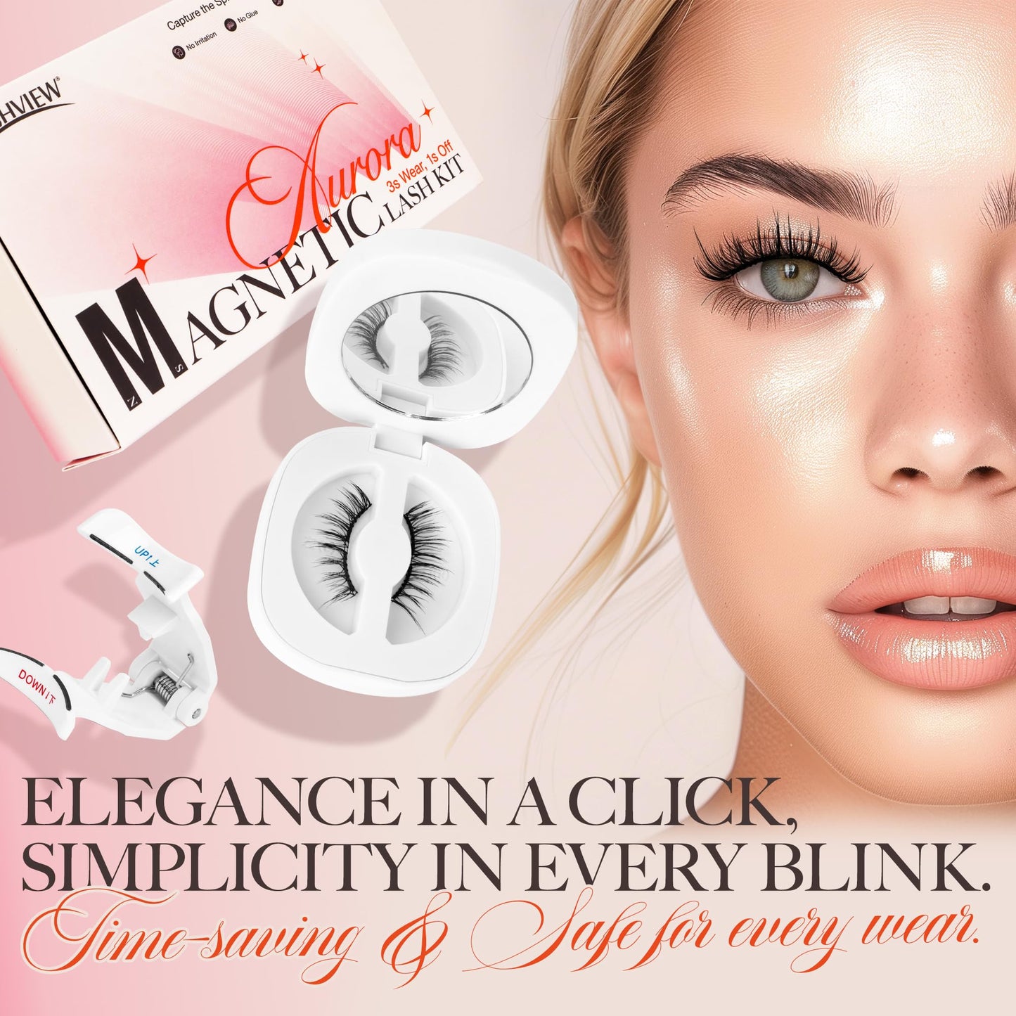 LASHVIEW Magnetic Eyelashes with Applicator,Reusable Soft Magnetic Eyelashes Natural Look, No Glue Needed RCM02-N
