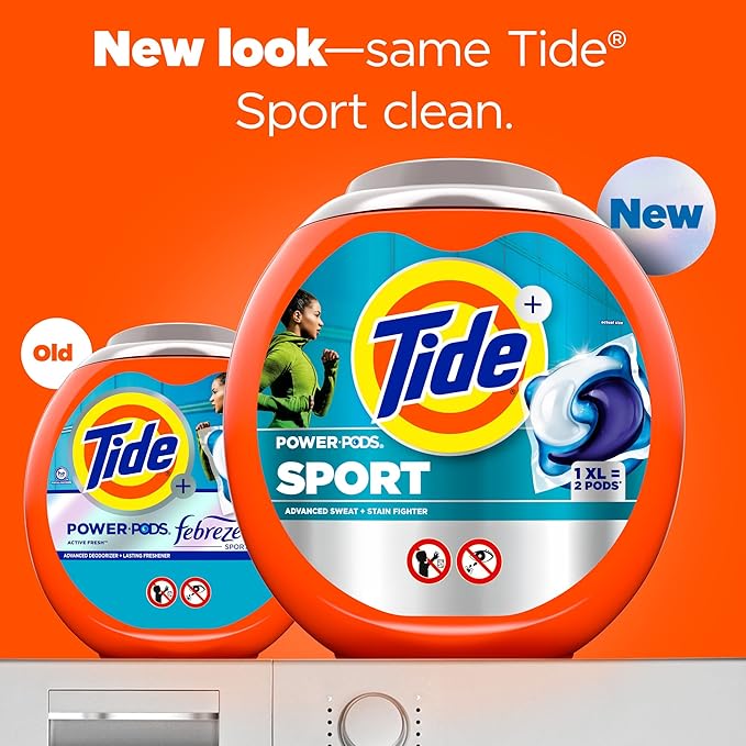 Tide Power Pods Sport Laundry Detergent Pacs, 32 Count, Advanced Sweat + Stain Fighter