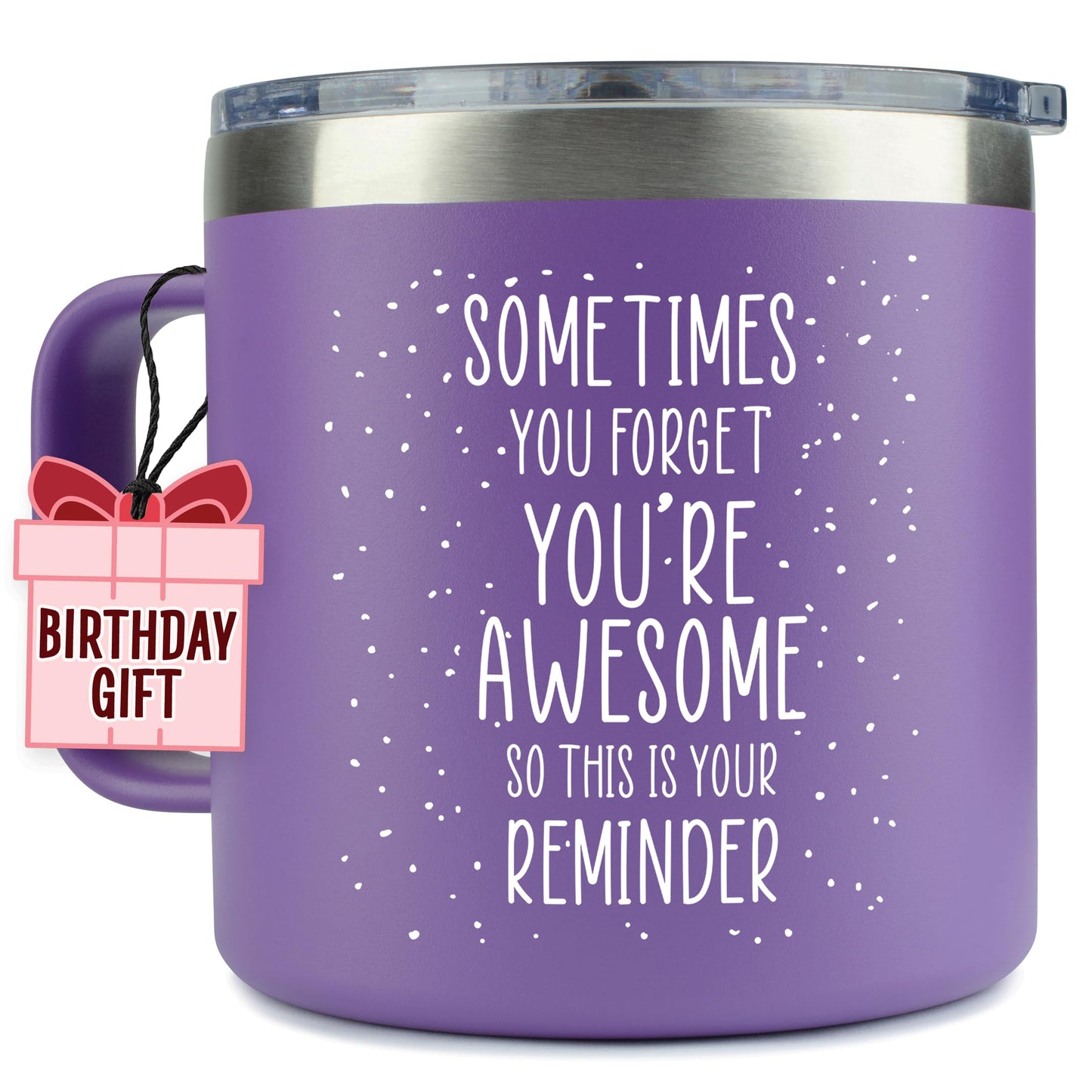 Birthday Gifts for Women Friendship - Sometimes You Forget Your Awesome Gifts Purple Coffee Mug for Her 14oz Inspirational Unique Graduation Gift Ideas 2025 Thank You Gift for Teachers Appreciation