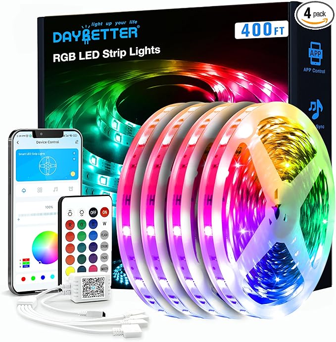 DAYBETTER LED Strip Lights 400 ft, Smart Light with App Remote Control, RGB LED Lights for Bedroom, Music Sync Color Chang...