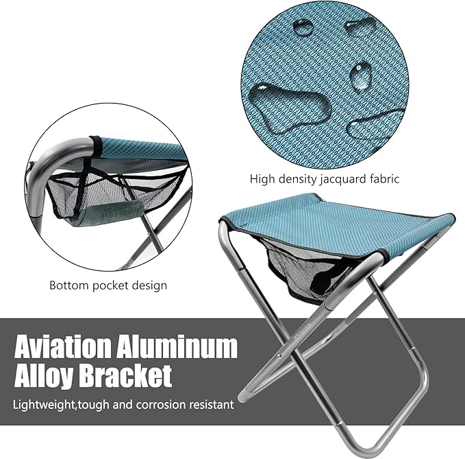 XHKDSYMC 16 Inch Tall Portable Folding Camping Stool - Aluminum Alloy Lightweight Seat With Carry Bag for Fishing, Outdoor Camping, Hiking and BBQ - Red