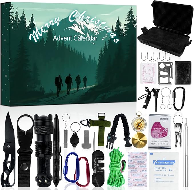 Survival Kit Advent Calendar 2025 - Christmas Countdown Calendar 24 Days, Advent Calendar for Men Adults Teen, Cool Emerge...