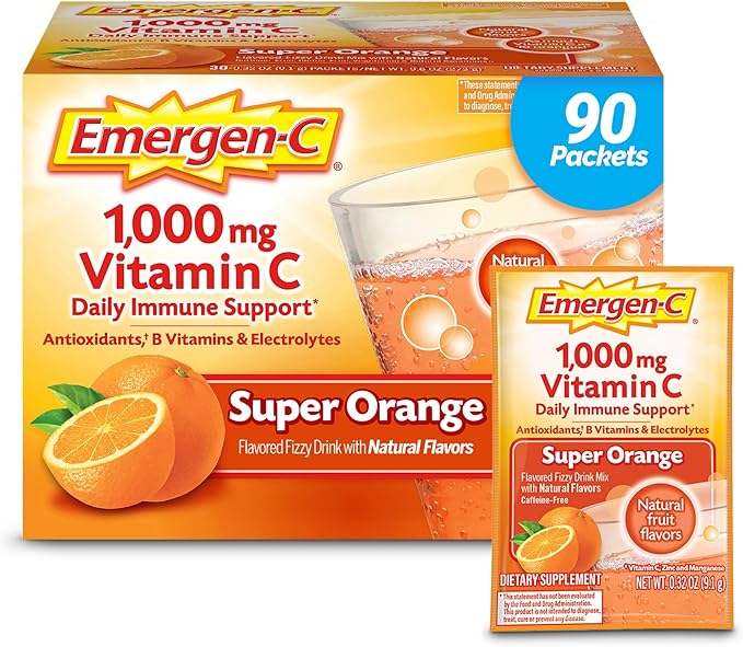 Emergen-C 1000mg Vitamin C Powder for Daily Immune Support Caffeine Free Vitamin C Supplements with Zinc and Manganese, B ...