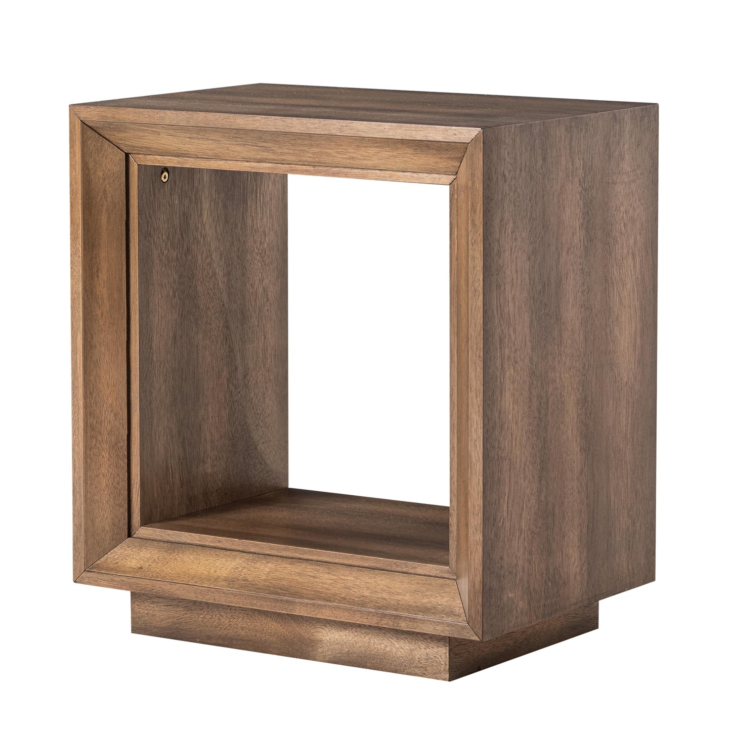 COZAYH Farmhouse End Table, Open Cube Accent Table with Geometric Frame, Modern Minimalist Side Table, Brown