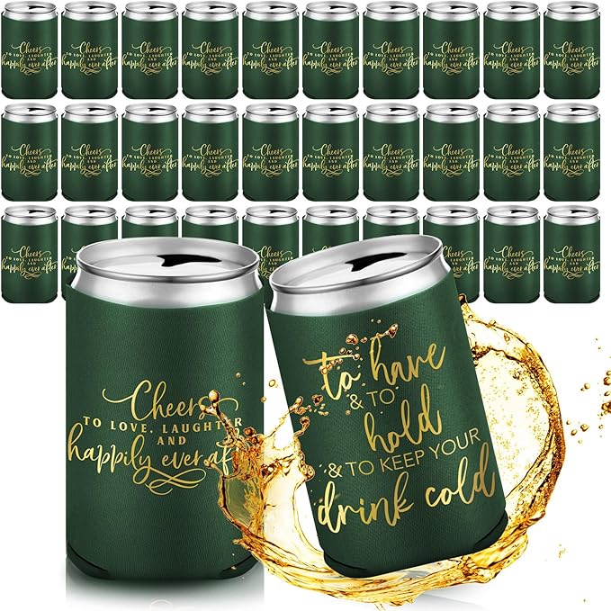 Qinyoung 50 Pieces Wedding Can Cooler Bulk Engagement Party Favors for Guests Cheers to Love Laughter and Happily Ever Aft...