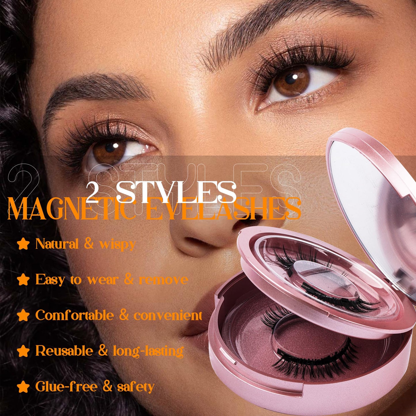 GEMERRY Magnetic Eyelashes with Applicator Soft Magnetic Lashes Natural Look No Glue Needed Lash Applicator Tool Kit DIY at Home