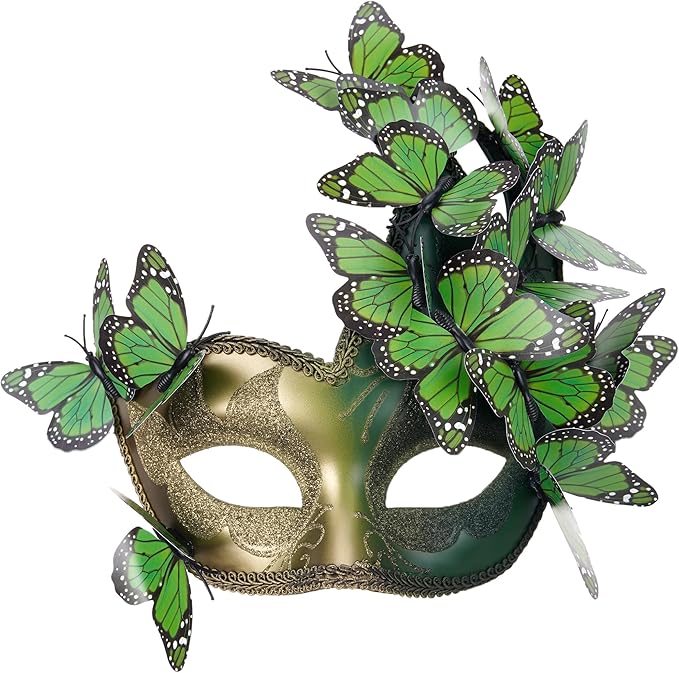 Zinniday Butterfly Masquerade Mask for Woman - Elf Fairy Masks Monarch Butterfly Eyemask for Woman Lady Couples Halloween