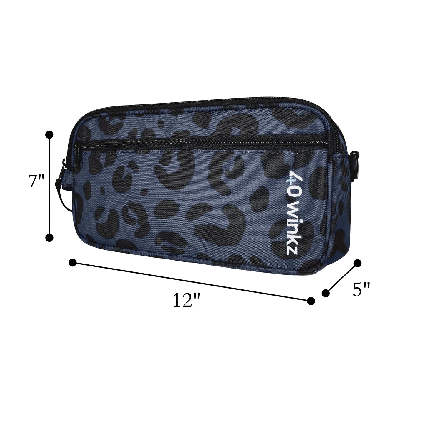 40Winkz Travel CPAP Carrying Bag Fit For ResMed AirMini, Portable CPAP Equipment Bag and Supplies Storage Bag with Shoulder Strap, Organizer Carrying Case with Luggage Strap (Black Leopard)