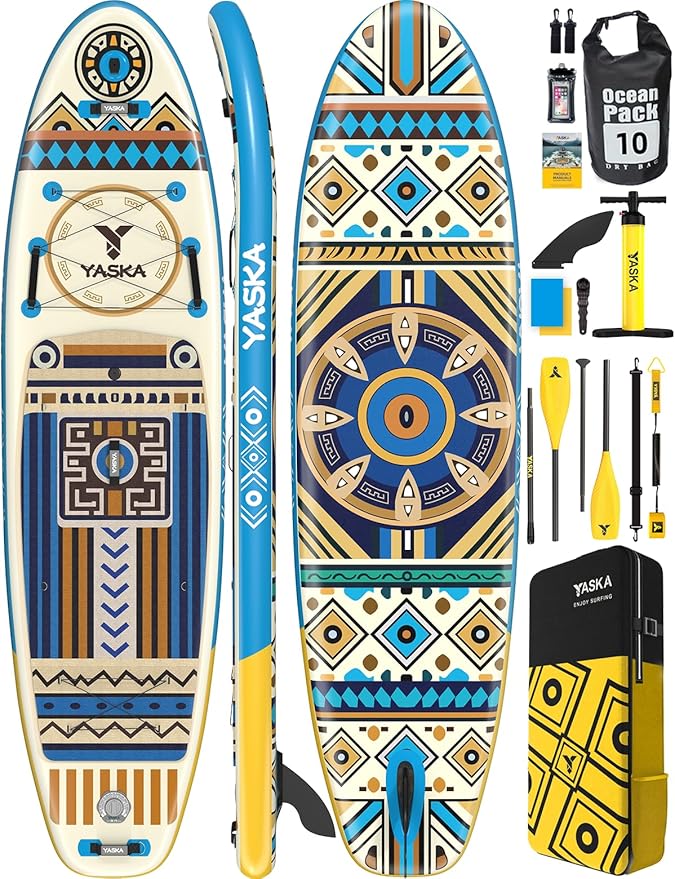 Inflatable Stand up Paddle Board 11ft with Premium SUP Accessories,Extra Wide Design Non-Slip Paddleboard for Adult,Youth,...