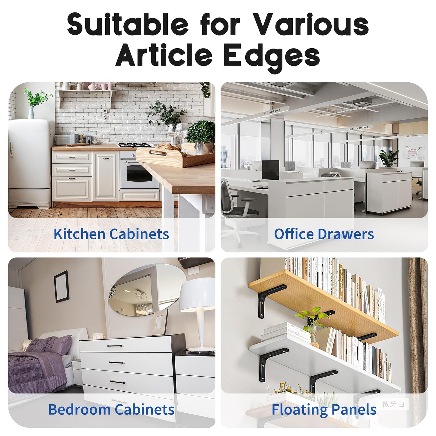 Cabinet Protector Edge Guard (Pack of 6), 24" Clear PVC Cabinet Edge Protectors for 3/4" Thick Kitchen Cabinets Doors – Slip-On No-Tool Sliding Installation