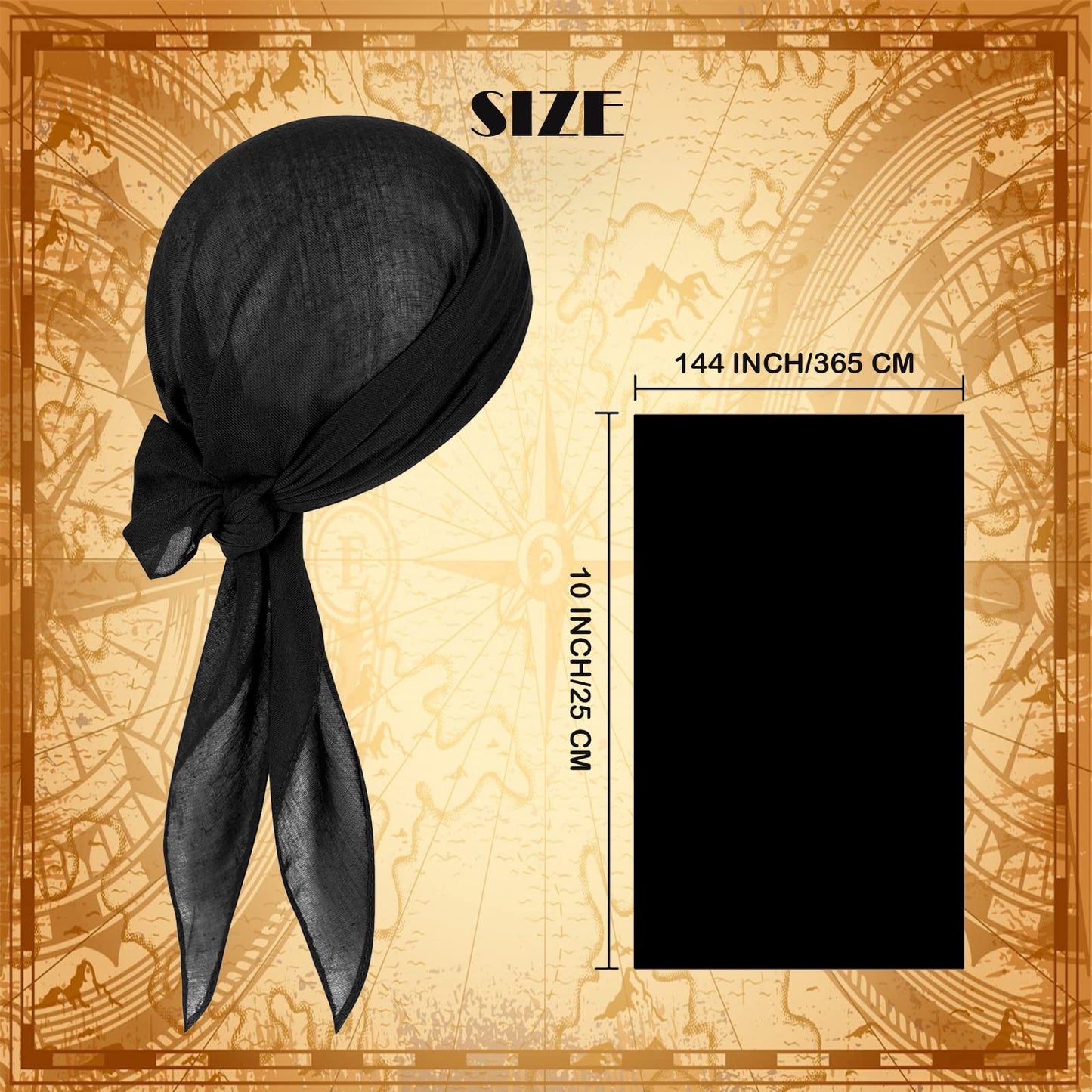 Century Star Halloween Pirate Costume Men Women Pirate Bandana Hat Waist Belt Head Scarf Renaissance Accessories Cosplay 2 Black