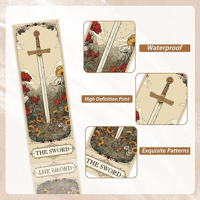 60 Pcs Tarot Fantasy Bookmarks, Dark Romance Book Marks for Reading Women Book Lovers, Witchy Aesthetic Page Marker Clips for Gothic Romance Novel or Bookish Gifts