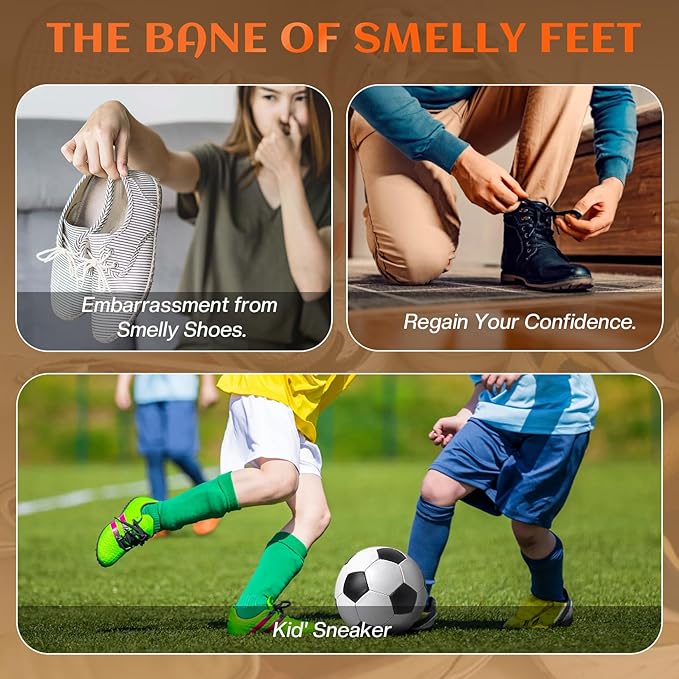 Long-Lasting Shoe Deodorizer Spray : Foot Odor Eliminator for Men’s & Women’s Shoes - Shoe Odor Eliminator for All Footwear Types (3 Pack)