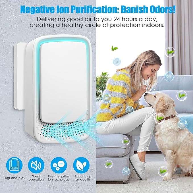 6 Pack Plug In Air Ionizers, Quiet Operation Air Freshener for Home, Office, Bedroom, Kitchen, Garage Room, Portable Air Purifiers, Pets Smell - Air Cleaner (White)